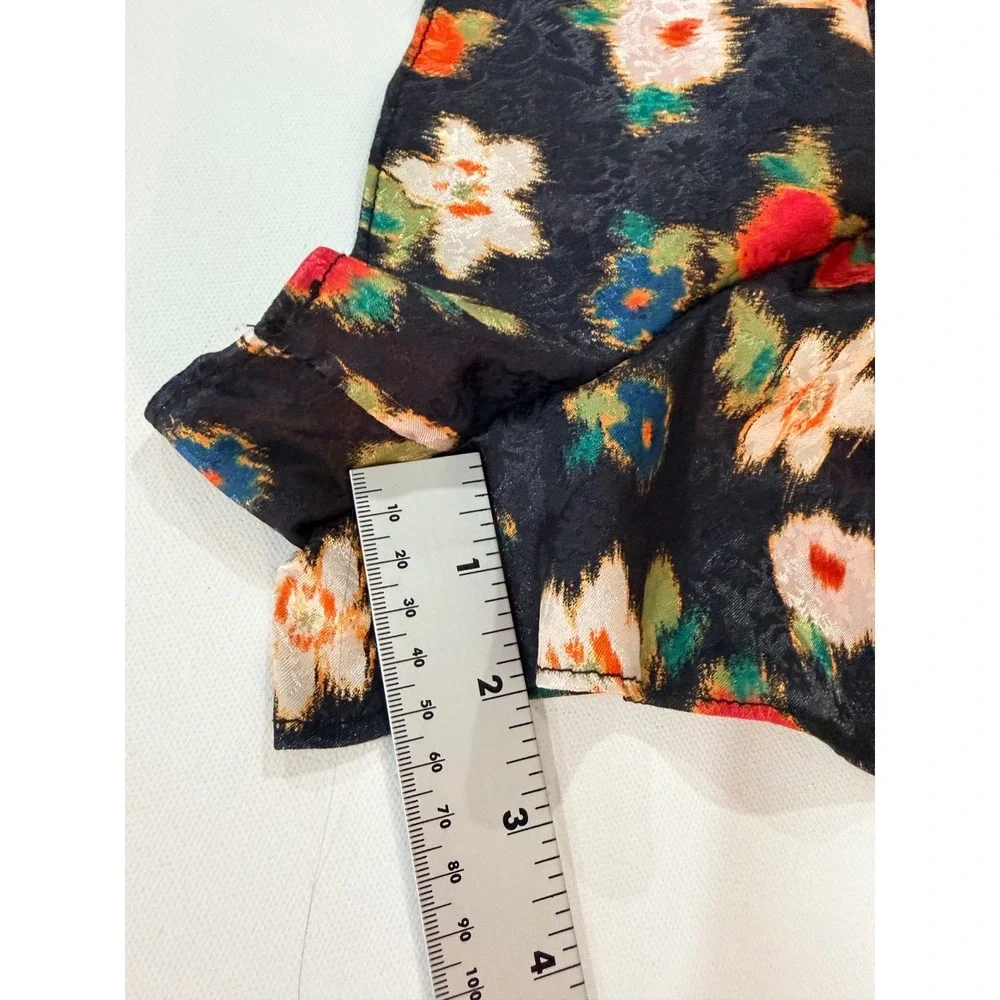 Urban Outfitters Romper Shorts Medium‎ Black Floral NWOT Satin Chiffon Sleeve